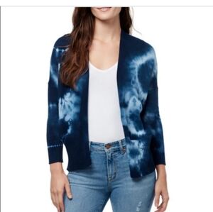 WILLIAM RAST Amina Open Front Tie Dye Knit Cardigan Blue Baby Blue Medium NEW